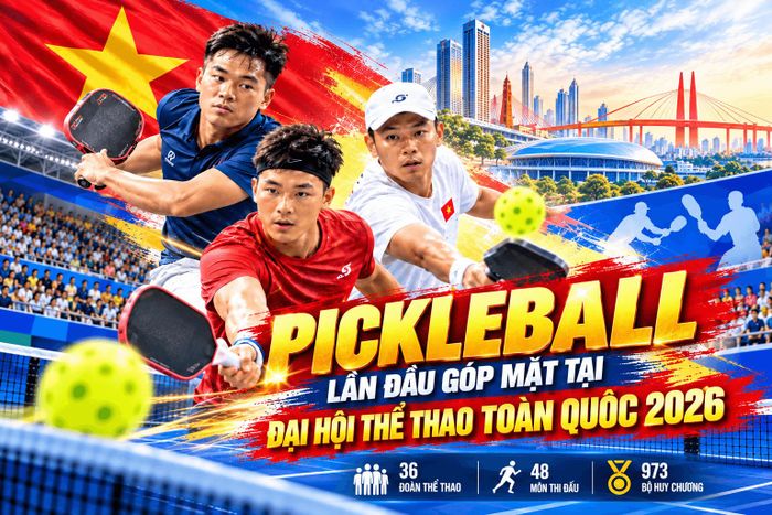 Pickleball lần đầu góp mặt tại Đại hội Thể thao toàn Quốc 2026.Ảnh: Báo Công lý.