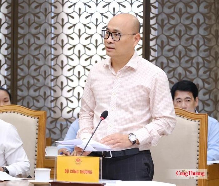 Đồng chí Lương Hoàng Thái, Thứ trưởng Bộ Công Thương phát biểu tại cuộc họp.