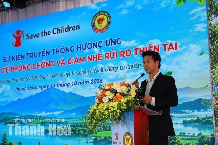 Đại diện Tổ chức Cứu trợ Trẻ em quốc tế phát biểu tại chương trình.