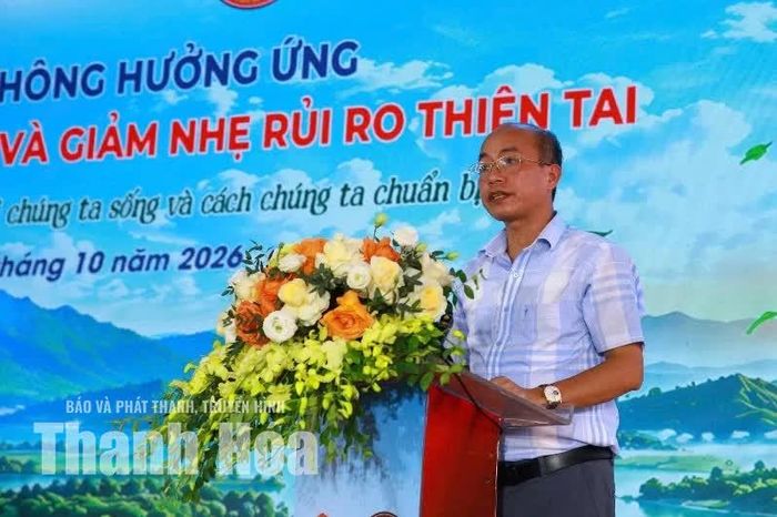Đại tá Nguyễn Sơn Hà, Chánh Văn phòng Ban Chỉ huy Phòng thủ dân sự, Bộ Giáo dục và Đào tạo phát biểu tại chương trình.
