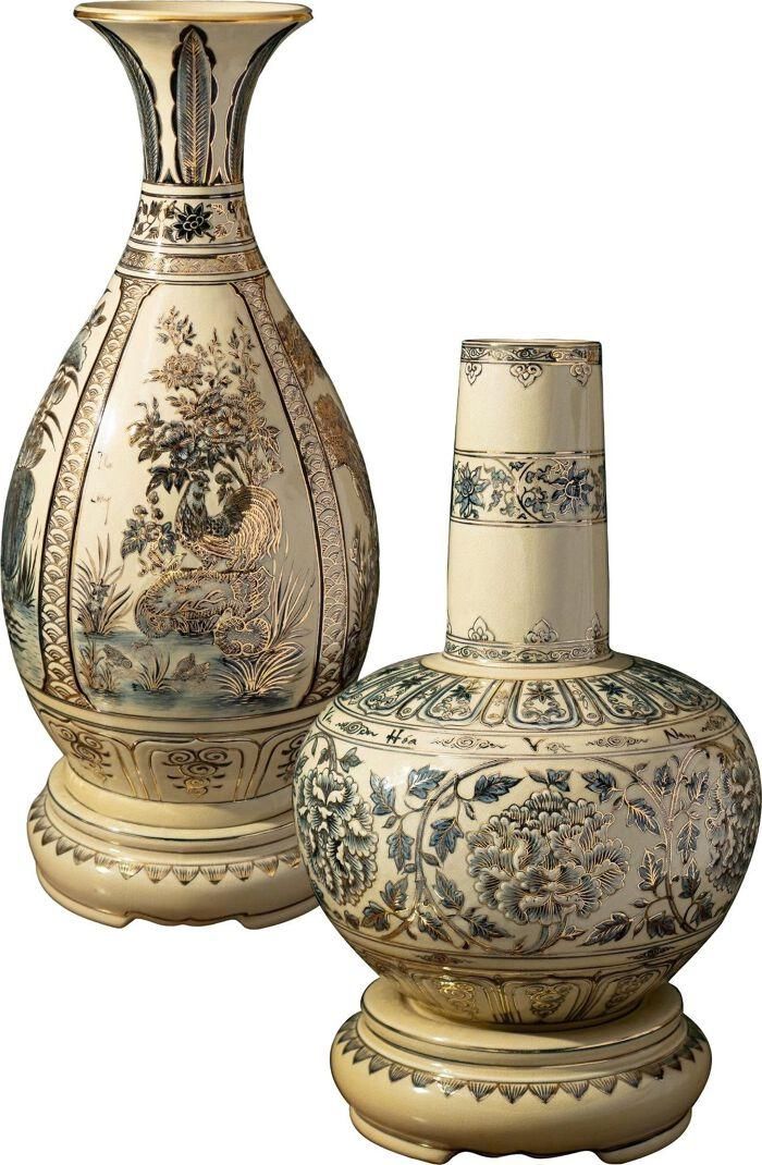 Cặp bình Âm – Dương (Bình Cha Hoa Lam vững chãi và Bình Mẹ Tỳ Bà duyên dáng): Kết tinh triết lý nhân sinh thuần Việt, sản phẩm quà tặng ngoại giao tiêu biểu của Gốm Chu Đậu.