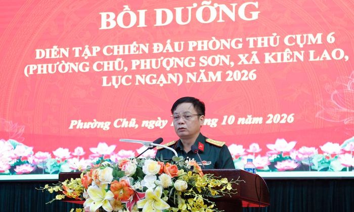  Đại tá Dương Trung Kiên phát biểu chỉ đạo tại hội nghị. 