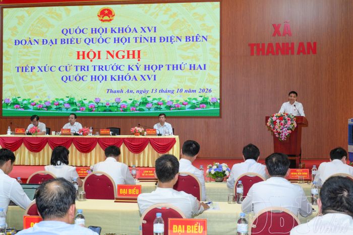 Phó Thủ tướng Chính phủ Nguyễn Văn Thắng phát biểu tại buổi tiếp xúc cử tri xã Thanh An.