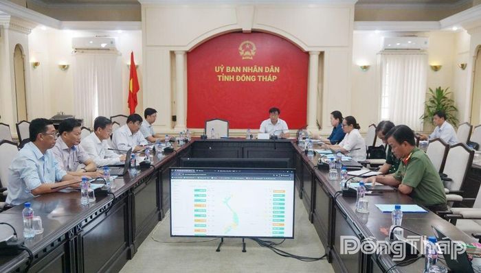 Quang cảnh cuộc họp tại điểm cầu tỉnh Đồng Tháp.