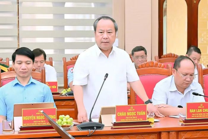  Phó Bí thư Tỉnh ủy Châu Ngọc Tuấn phát biểu tại buổi làm việc. Ảnh: Đức Thụy 