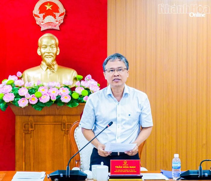 Đồng chí Trần Hòa Nam phát biểu tại phiên họp.