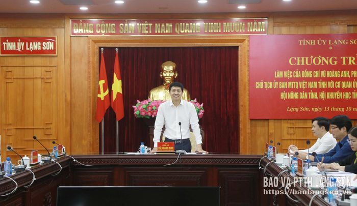 Đồng chí Vũ Hoàng Anh, Phó Bí thư Tỉnh ủy, Chủ tịch Ủy ban MTTQ Việt Nam tỉnh phát biểu kết luận