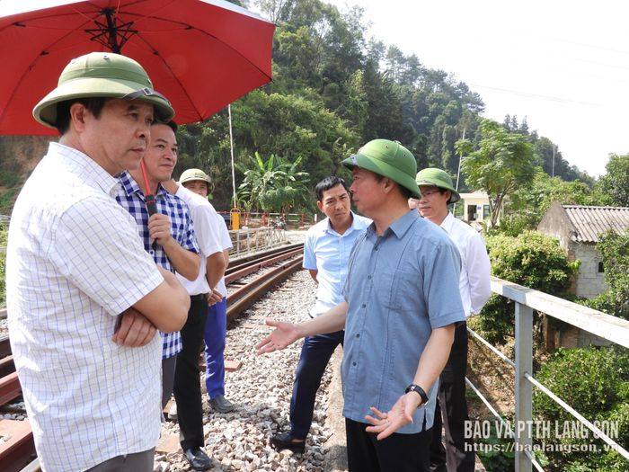 Đồng chí Phó Chủ tịch Thường trực UBND tỉnh, đại diện các ngành và UBND xã Đồng Đăng thảo luận tại thực địa dự án