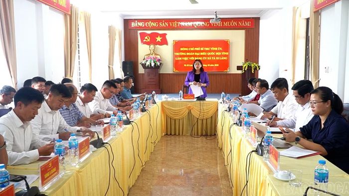 Đồng chí Giàng Thị Dung - Phó Bí thư Tỉnh ủy, Trưởng Đoàn đại biểu Quốc hội tỉnh Lào Cai phát biểu kết luận buổi làm việc.