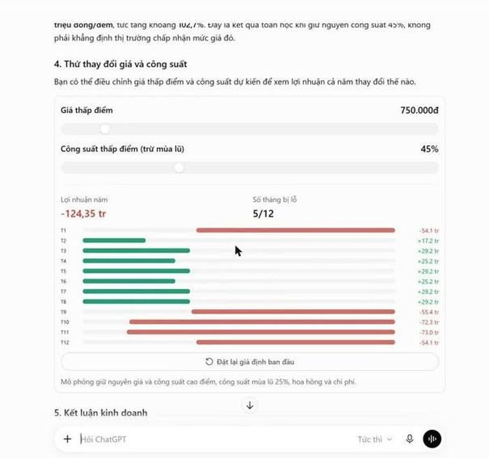 Thanh kéo giá trong câu trả lời của GPT-6