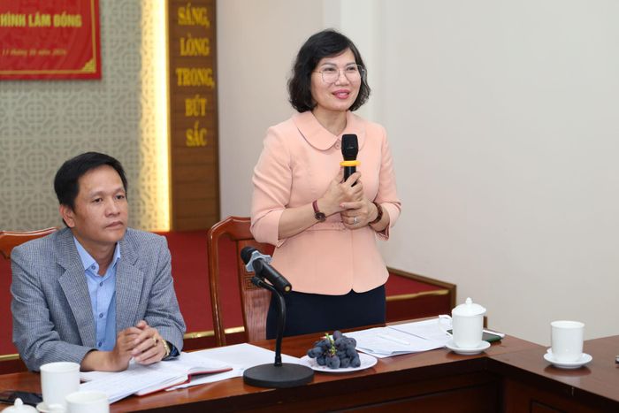 TS. Lê Thị Anh Đào, Phó Giám đốc Học viện Chính trị khu vực II phát biểu tại buổi làm việc