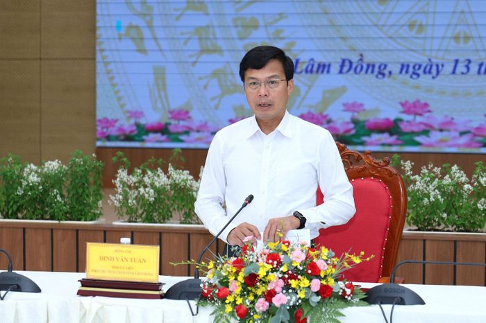 Phó Chủ tịch UBND tỉnh Đinh Văn Tuấn phát biểu chỉ đạo tại cuộc họp