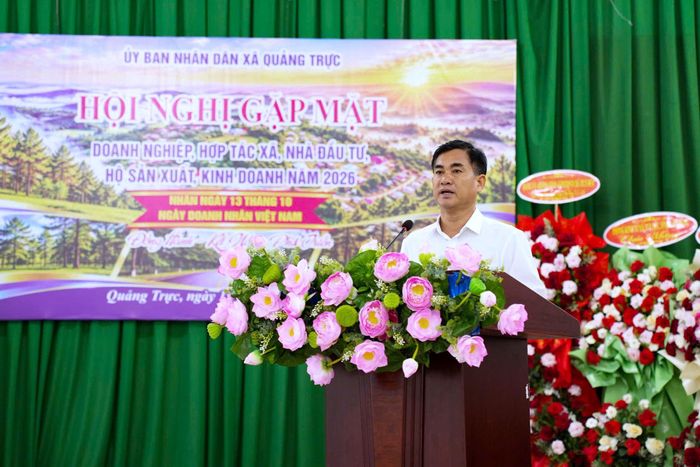 Chủ tịch UBND xã Quảng Trực Nguyễn Văn Anh nhấn mạnh vai trò của cộng đồng doanh nghiệp là lực lượng quan trọng trong phát triển kinh tế