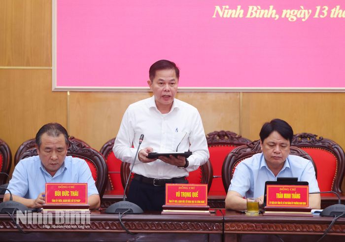 Đồng chí Vũ Trọng Quế, Tỉnh ủy viên, Giám đốc Sở Khoa học và Công nghệ phát biểu tại hội nghị.
