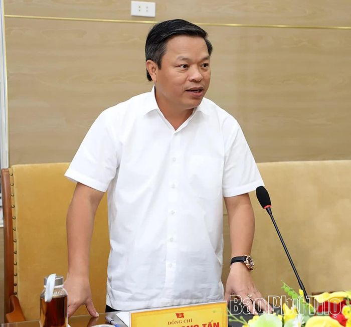 Đồng chí Phó Chủ tịch UBND tỉnh Phan Trọng Tấn phát biểu tại buổi làm việc.