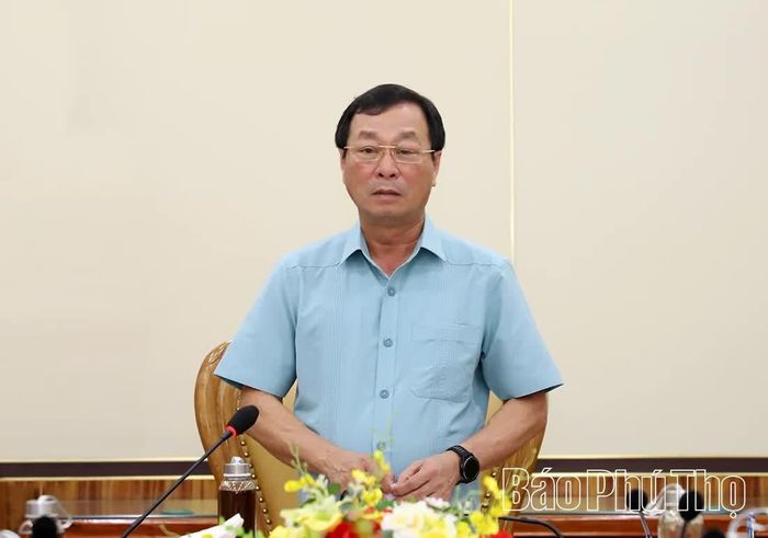 Đồng chí Phó Bí thư Thường trực Tỉnh ủy Bùi Văn Quang phát biểu chỉ đạo tại buổi làm việc.