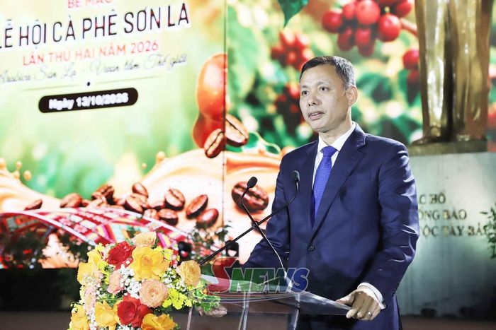Đồng chí Nguyễn Thành Công, Phó Chủ tịch UBND tỉnh phát biểu tại Lễ hội cà phê Sơn La lần thứ hai năm 2026.