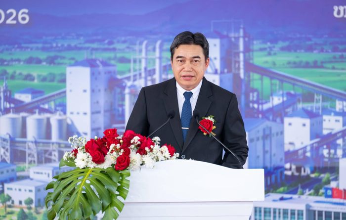 Ông Phuttavan Nanthavong - Thứ trưởng Bộ Công Thương Lào đánh giá dự án có ý nghĩa quan trọng đối với phát triển kinh tế - xã hội, thể hiện mối quan hệ hợp tác gắn bó giữa Việt Nam và Lào. Ảnh: Vinachem.