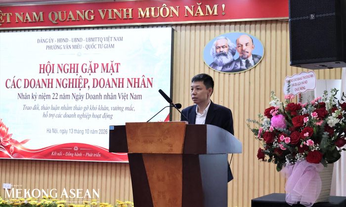 Đại diện Tổng Công ty Dược Việt Nam (Vinapharm) trình bày tham luận tại hội nghị. Ảnh: Thu Thảo/Mekong ASEAN.