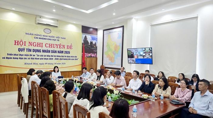 Toàn cảnh Hội nghị tại vệ tinh Ninh Thuận (Ảnh: NHNN KV 10)