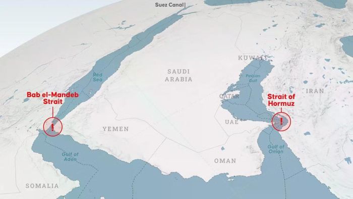 Căng thẳng leo thang giữa Arab Saudi và Houthi ảnh hưởng đến giao thông qua eo biển Bab el-Mandeb. Đồ họa: CNBC