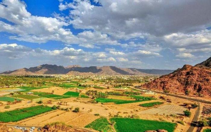 Thủ phủ Najran của vùng Najran (ở phía Tây Nam Arab Saudi, gần biên giới với Yemen) cuốn hút khách du lịch, nhờ sự kết hợp khác lạ giữa cây xanh tươi tốt với cảnh quan sa mạc. Ảnh: Al Arabiya