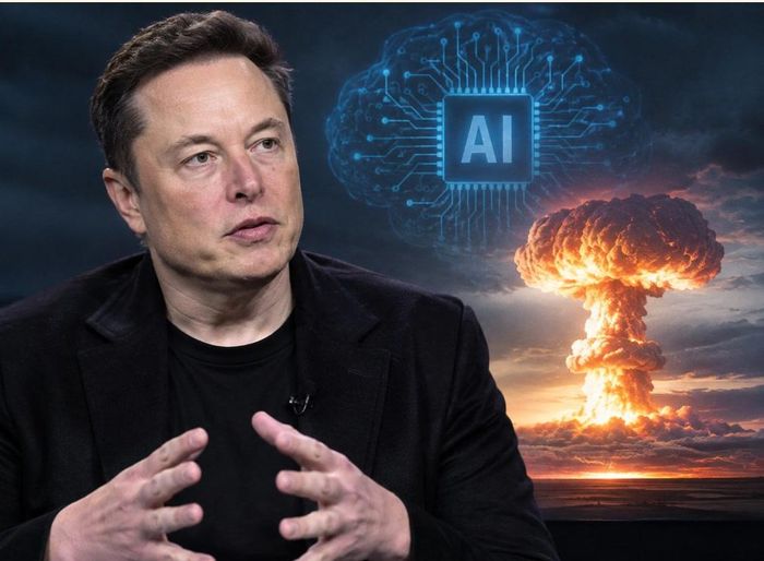 Elon Musk từng bày tỏ sự lo ngại và ví AI nguy hiểm như vũ khí hạt nhân (Ảnh minh họa: GPT)/ Dân trí.
