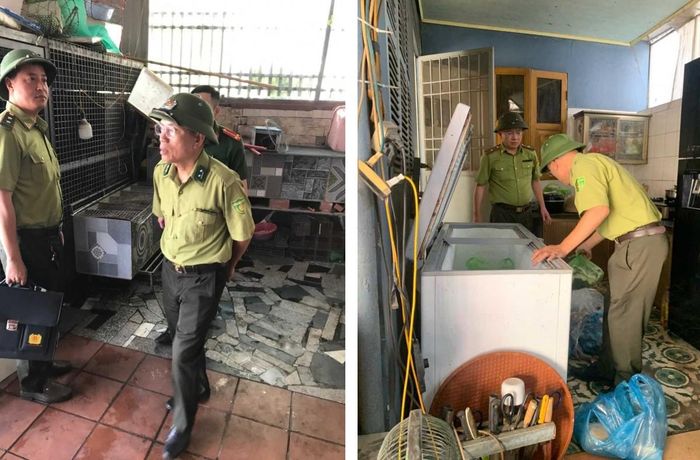 Các lực lượng tiến hành kiểm tra đột xuất tại hộ gia đình ông T.Q.H. Ảnh: Cổng thông tin điện tử Quảng Ninh