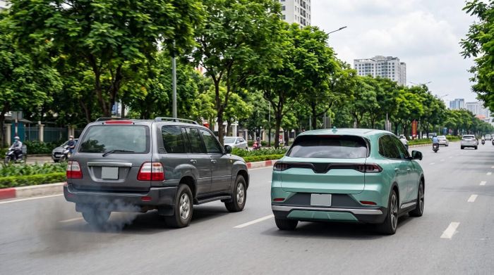 Xe xăng đang tạo áp lực cao cho môi trường đô thị. (Ảnh: AI)