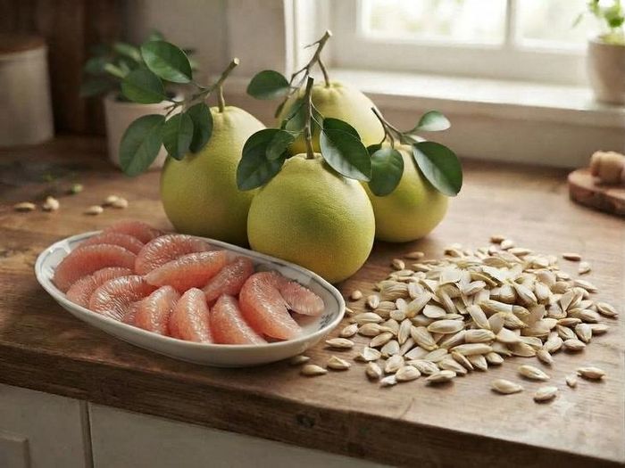 Hạt bưởi không ăn trực tiếp mà chỉ lấy lớp dịch nhầy bọc quanh vỏ hạt bưởi để hỗ trợ điều trị bệnh.