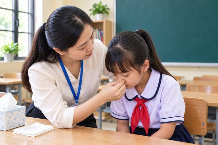 Cách sơ cứu khi trẻ bị chảy máu mũi.