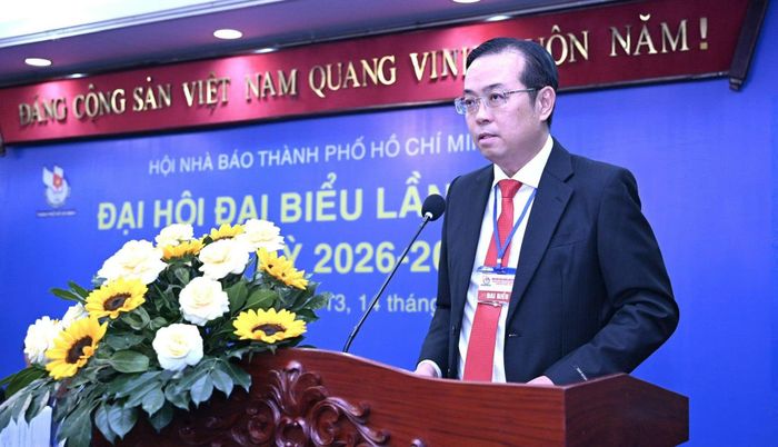  Ông Lê Văn Minh, Thành ủy viên, Tổng giám đốc Cơ quan Báo và Phát thanh, Truyền hình TP.HCM được bầu làm Chủ tịch Hội Nhà báo TP.HCM nhiệm kỳ 2026-2031. Ảnh: Sài Gòn Giải Phóng. 