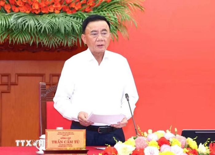 Đồng chí Trần Cẩm Tú, Ủy viên Bộ Chính trị, Thường trực Ban Bí thư phát biểu chỉ đạo hội nghị - Ảnh: TTXVN