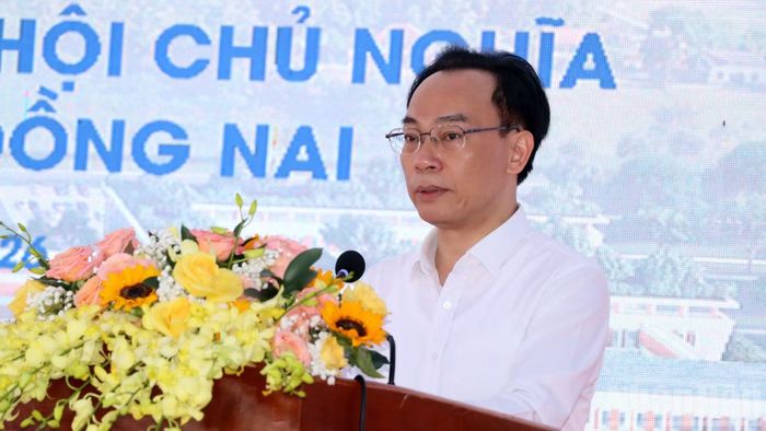 Bộ trưởng Giáo dục và Đào tạo Hoàng Minh Sơn phát biểu tại sự kiện. (Ảnh: THIÊN VƯƠNG)