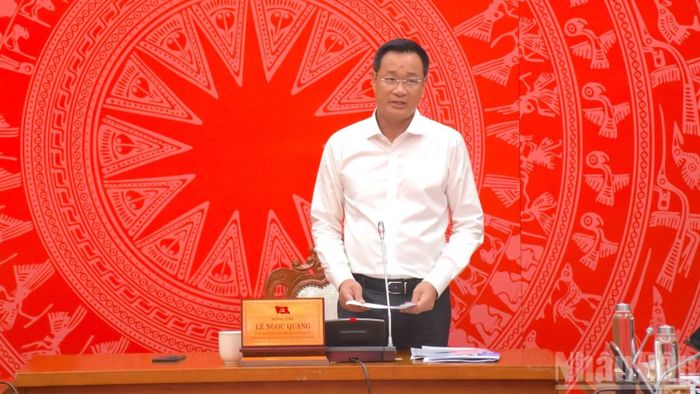 Đồng chí Bí thư Thành ủy Đà Nẵng Lê Ngọc Quang kết luận buổi làm việc. (Ảnh: ANH ĐÀO)