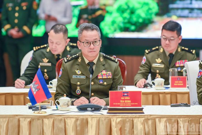 Đại tướng Tea Seiha, Phó Thủ tướng Chính phủ, Bộ trưởng Quốc phòng Vương quốc Campuchia tại cuộc gặp. (Ảnh: THẾ ĐẠI)