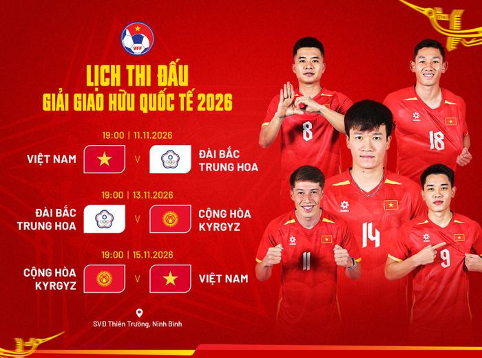 Lịch thi đấu đội tuyển Việt Nam tại Giải giao hữu bóng đá quốc tế 2026. Ảnh: VFF