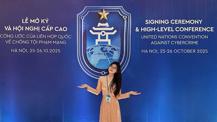 Phương Nga tại Hội nghị cấp cao Công ước của Liên Hợp Quốc về chống tội phạm mạng, năm 2025, ở Hà Nội.