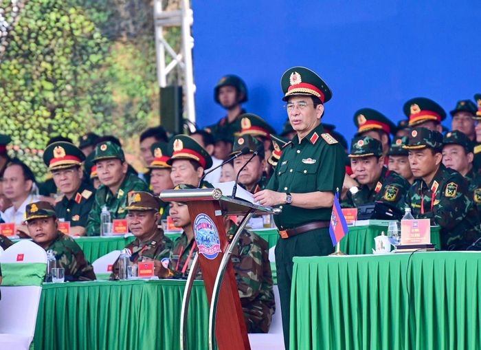  Đại tướng Phan Văn Giang phát biểu tại cuộc diễn tập. Ảnh: ĐỖ TRUNG 