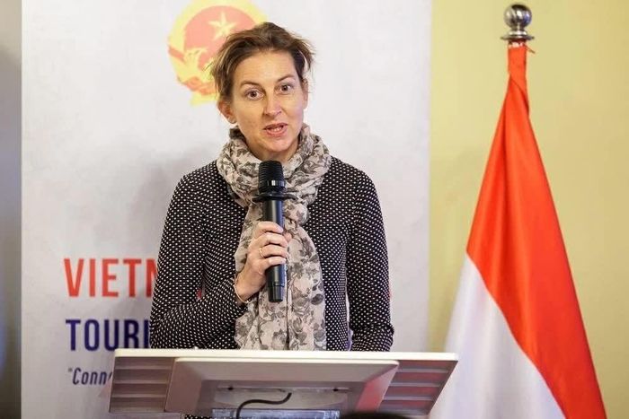 Đại diện Bộ Kinh tế, Năng lượng và Du lịch Áo Ingrid Zimmermann phát biểu. (Nguồn: ĐSQ Việt Nam tại Áo)