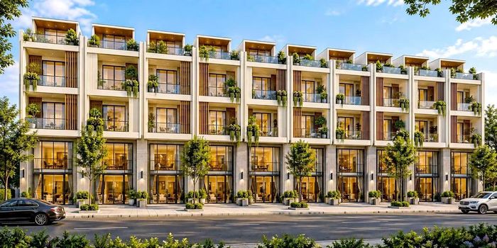 Phối cảnh 10 căn nhà ở thương mại.