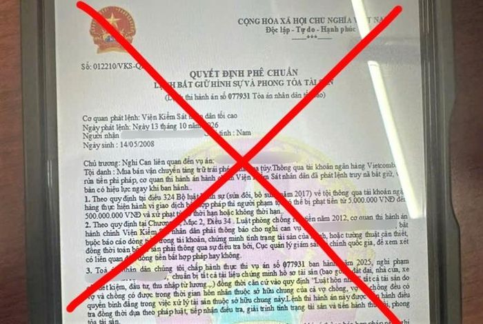  Các đối tưởng sử dụng lệnh bắt giữ giả nhằm lừa đảo. Ảnh: CAHP