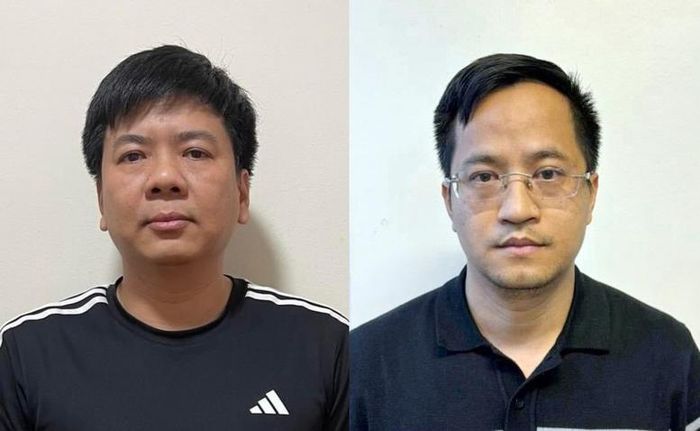 Bị can Nguyễn Ngọc Thủy (bên phải) và bị can Đặng Văn Hiển. Ảnh: Bộ Công an