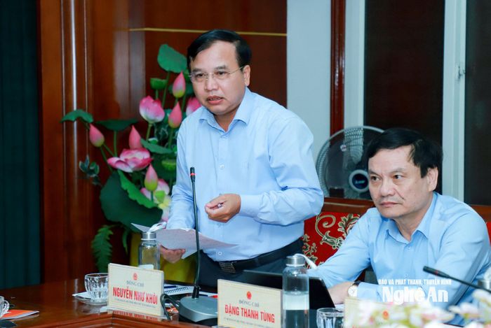 Đồng chí Nguyễn Như Khôi - Ủy viên Ban Chấp hành Đảng bộ tỉnh, Phó Chủ tịch HĐND tỉnh phát biểu tại cuộc làm việc. Ảnh: Thành Duy