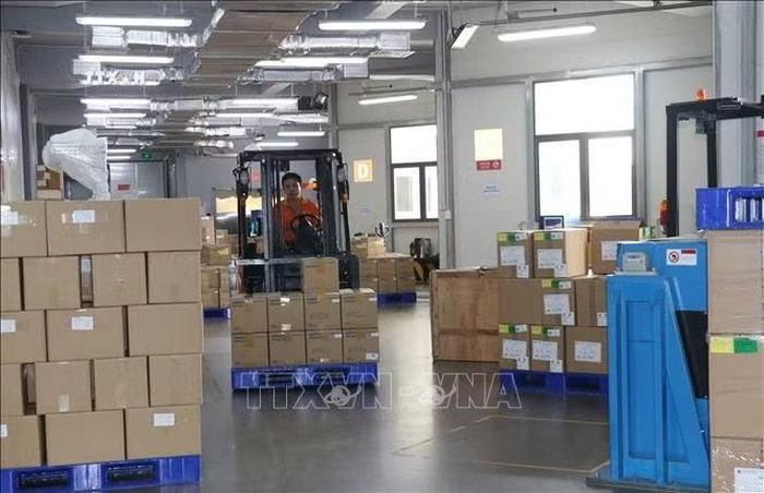 Cơ cấu kinh tế ở vùng đô thị mới chuyển dịch rõ nét từ nông nghiệp sang thương mại, dịch vụ. Ảnh: Hữu Duyên/TTXVN