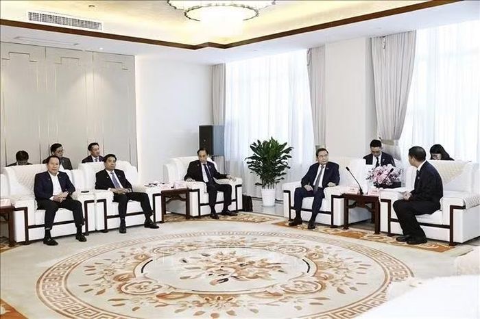 Chủ tịch Quốc hội Trần Thanh Mẫn tiếp Bí thư Thành uỷ Diên An Vương Hải Bằng. Ảnh: Doãn Tấn/TTXVN