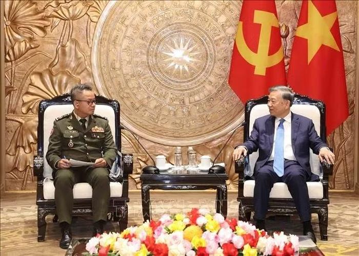 Tổng Bí thư, Chủ tịch nước Tô Lâm tiếp Đại tướng Tea Seiha, Uỷ viên Ban Thường vụ CPP, Phó Thủ tướng, Bộ trưởng Quốc phòng Campuchia. Ảnh: Thống Nhất/TTXVN
