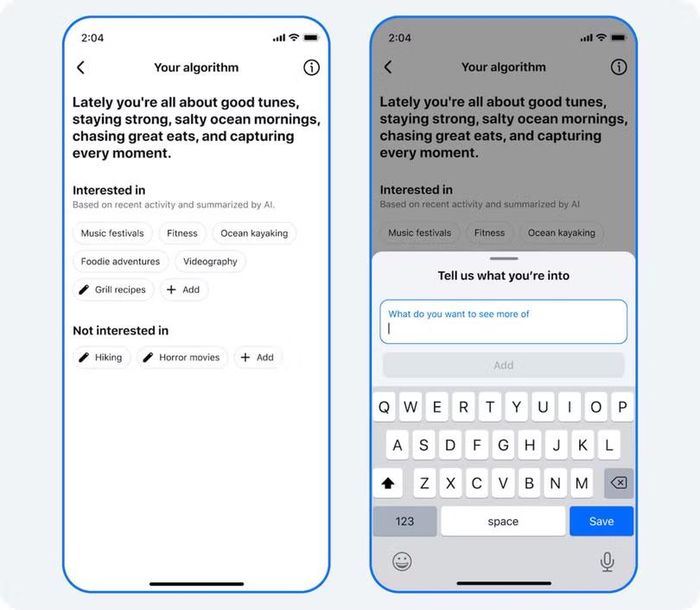 Facebook cho phép người dùng điều chỉnh các chủ đề xuất hiện trên bảng tin và Reels. Ảnh: Facebook.