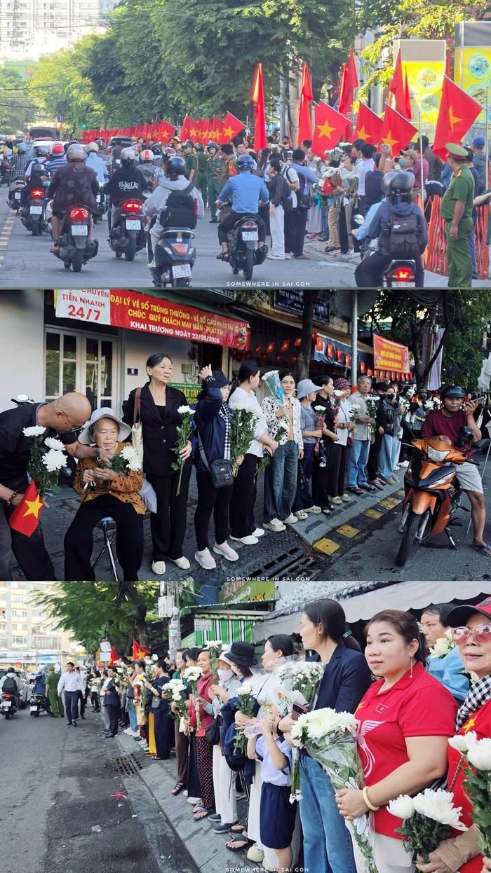 Nhiều người dân TP.HCM có mặt từ sớm ở công viên Lê Thị Riêng và các tuyến đường nơi đoàn xe đi qua để tiễn đưa các anh hùng, liệt sĩ. Ảnh: Phạm Thế Hiển.