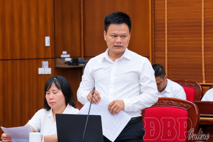 Đại diện Hội Doanh nhân trẻ tỉnh kiến nghị tại buổi làm việc UBND tỉnh với ngành Ngân hàng về thúc đẩy tăng trưởng tín dụng. Ảnh: CTV